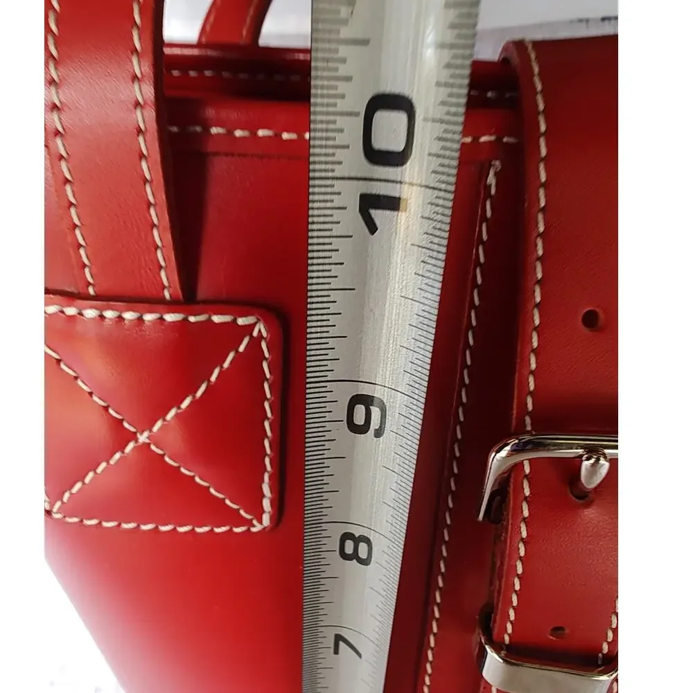 Dooney & Bourke Red Toiny Bucket Bag Leather North South Satchel Handbag Purse